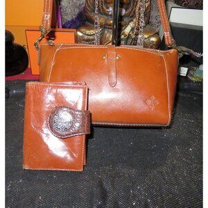 Patricia Nash Heritage Collection Leather Crossbody & Bernini Wallet Set Cognac